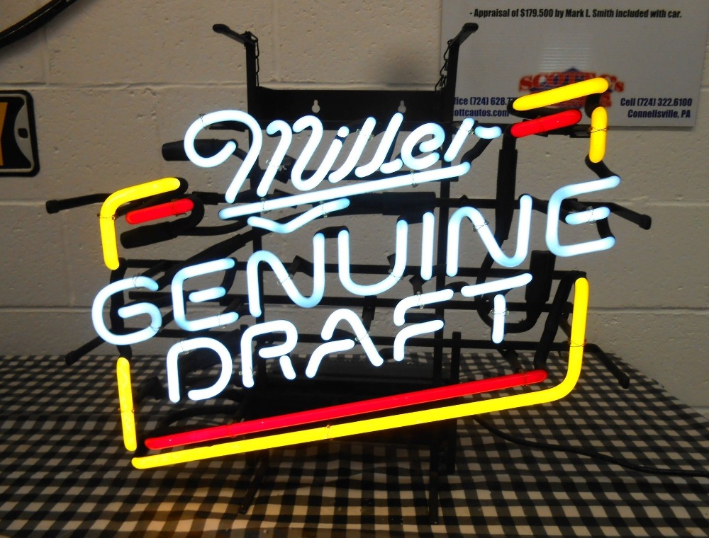 ミラー・ジェニュインドラフトのネオン管 Miller Genuine Draft Beer Vintage Real Tube Neon Sign